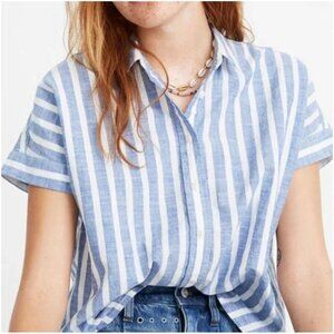 Madewell Cropped Cotton Button Down Stripe Shirt